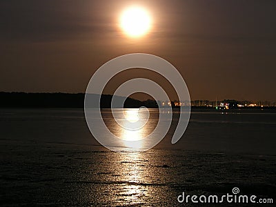 Moonlight on Chichester harbour, England, UK. Stock Photo