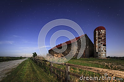 Moonlight farm Stock Photo