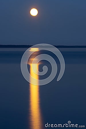 Moonlight on lake Stock Photo
