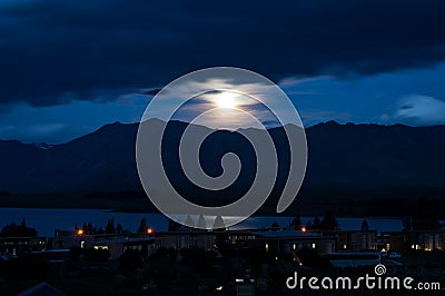 Moonlight On Lake Tekapo Stock Photo