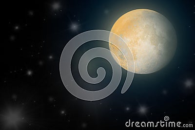 Moonlight in the night sky in the galaxy Stock Photo