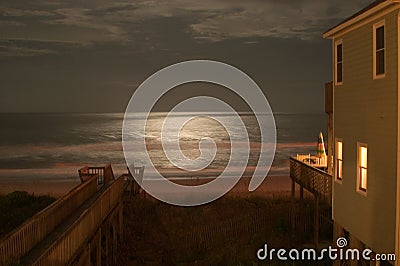 Moonlight on the Ocean Stock Photo