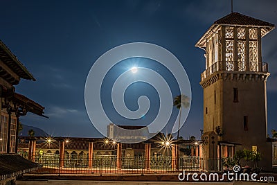 Moonlight over building architecture Stock Photo