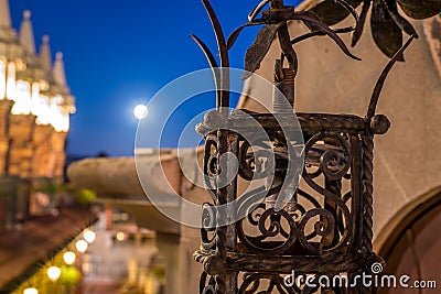 Moonlight over building architecture Stock Photo