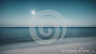 moonlight over the sea blue moon water Stock Photo