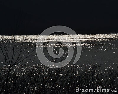 Moonlight on river Stock Photo