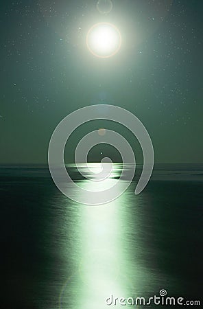 Moonlight by the sea Stock Photo