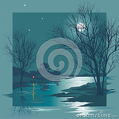 Moonlit Night Vector Illustration