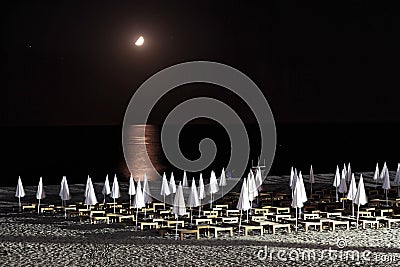 Moonlit Night On The Beach Stock Photo