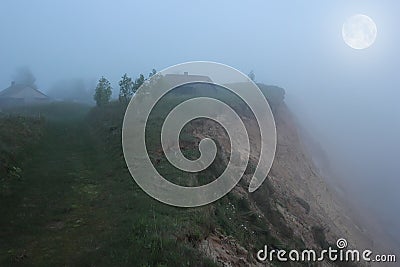 Moonlit night on the mountain andom, Russia Stock Photo