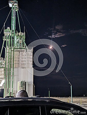 Moonlit Night near a Commodities Facility Stock Photo