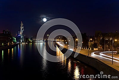 Moonlit night over the Moscow Stock Photo