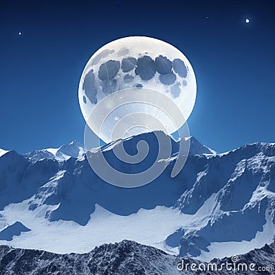 Moonlit Splendor: 3D Rendered Illustration of the Moon Over Cartoon Illustration