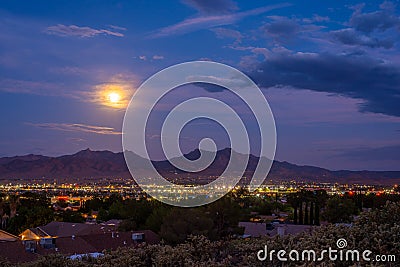 Moonrise over Kingman Stock Photo