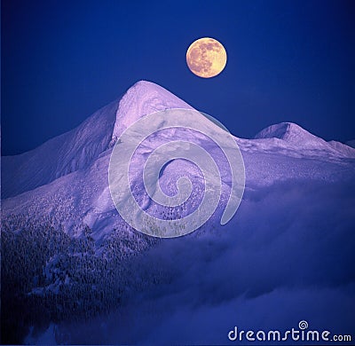 Moonrise over Montenegro Stock Photo