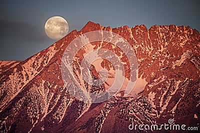 Moonset Behind Basin Mountain Stock Photo