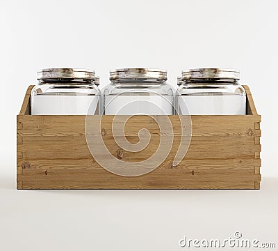 Moonshine Jars In A Crate Stock Photo
