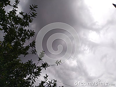 Moonsoon rainy clouds in Mohangarh village india Stock Photo