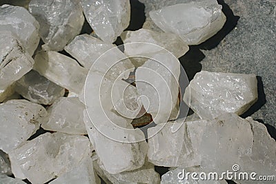 Moonstone adular gem stone as natural mineral rock Stock Photo