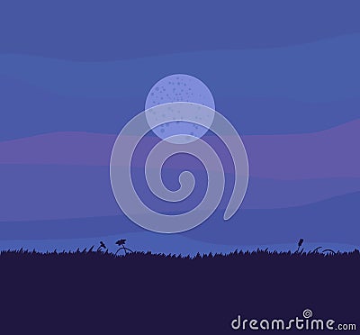 Moonstruck scene, nocturne Vector Illustration