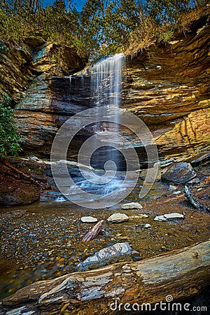 Moore Cove Waterfall in Pisgah National Forest near Brevard NC Stock Photo