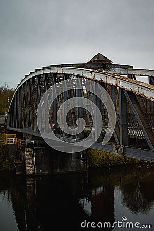 Moore Lane Swing Bridge located in Runcorn, United Kingdom Editorial Stock Photo