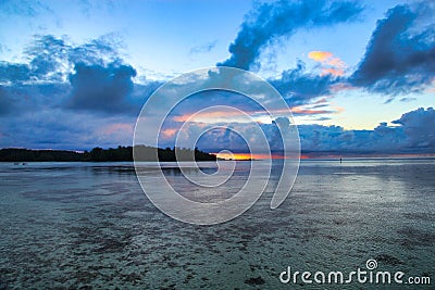 Moorea Sunset, Tahiti island, French polynesia, close to Bora-Bora Stock Photo