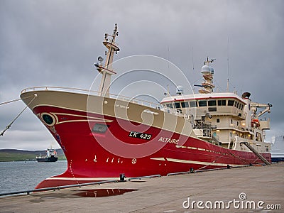 Moored at Lerwick harbour, the Altaire LK 429, a midwater trawler built in 2004 Editorial Stock Photo