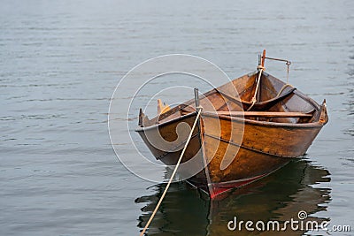 Moored row boat Stock Photo