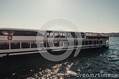 moored touristic ship in Bosphorus strait Editorial Stock Photo