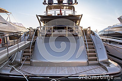 Moored yacht at the pier Stock Photo