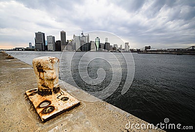 Mooring Cleat in Brooklyn pier [Horizontal] Stock Photo