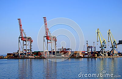 Mooring of trading port Stock Photo