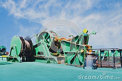 Mooring winch or Mooring windlass Stock Photo