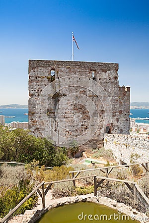 Moorish Castle's Tower of Homage in Gibraltar Stock Photo