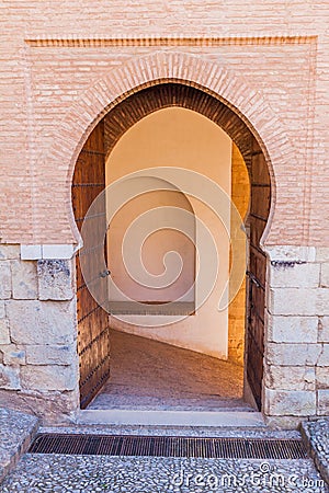 Moorish door at Alhambra fortress in Granada, Spa Stock Photo