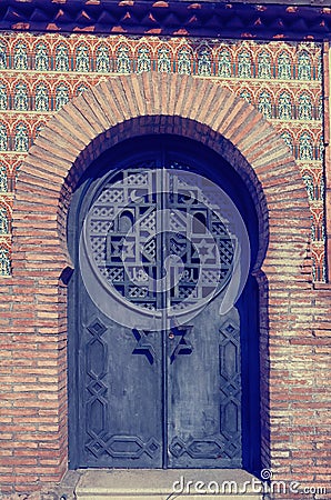 Moorish door with Islamic decoration Stock Photo