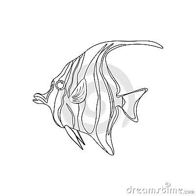 Moorish idol fish coloring pages Vector Illustration
