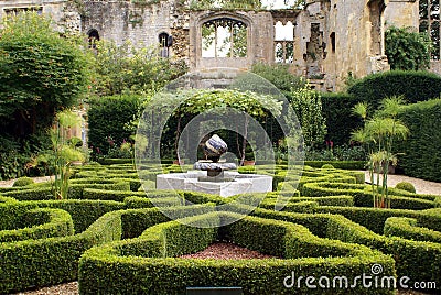 Moorish mosaic fountain, Sudeley Castle, England Stock Photo