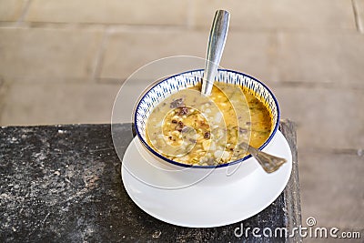 The Moorish soup from Almeria relate, delicious and very aromatic, contain spices such as Stock Photo