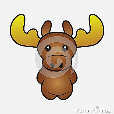 Moose cartoon. Elk. Forest horned animal. Sample for soft toys. Print for clothes, t-shirts. Vector. Vector Illustration