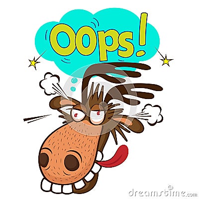 Moose Face Picture. Cartoon Smile Deer Vector. Image On White Background. Moose On The Loose. Vector Illustration