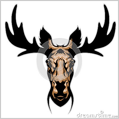 Moose head - on white Vector Illustration