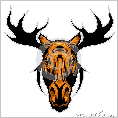 Moose head - on white Vector Illustration