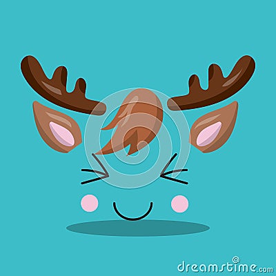 MOOSE HORN SMILE CUTE 05 Vector Illustration