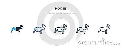 Moose icon in different style vector illustration. two colored and black moose vector icons designed in filled, outline, line and Vector Illustration