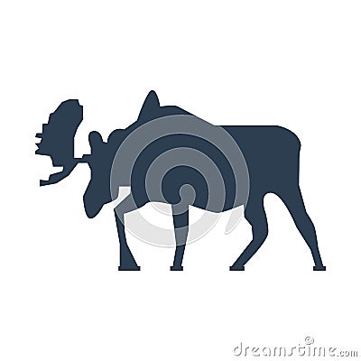 Moose Icon on white background. Cartoon Illustration