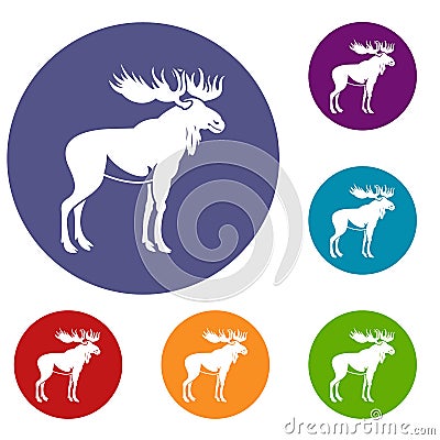 Moose icons set Vector Illustration