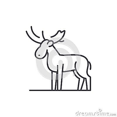 Moose line icon concept. Moose vector linear illustration, symbol, sign Vector Illustration