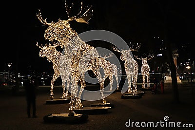 The moose parade at Nybroplan in Stockholm Editorial Stock Photo